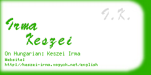 irma keszei business card